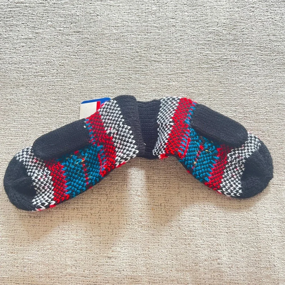Vintage Avon Misses Mittens Black Fair Isle Nova-Knit Acrylic One Size NWT